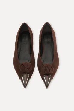Suede Knot Ballerina Chocolate Brown