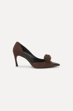 Suede Knot Pump Chocolate Brown