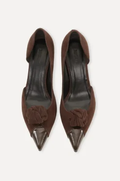 Suede Knot Pump Chocolate Brown