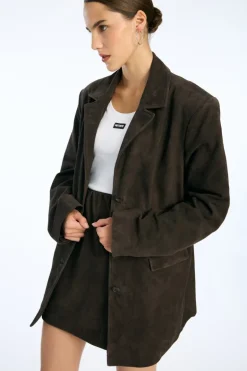 Suede Mini Bell Skirt Chocolate Brown