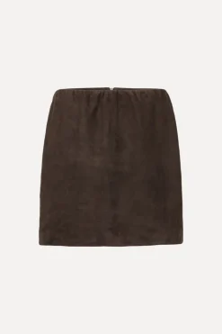 Suede Mini Bell Skirt Chocolate Brown