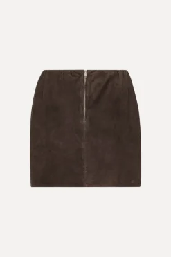 Suede Mini Bell Skirt Chocolate Brown
