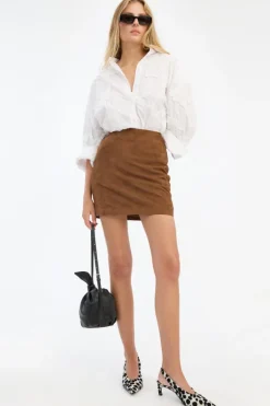 Suede Mini Skirt Brown