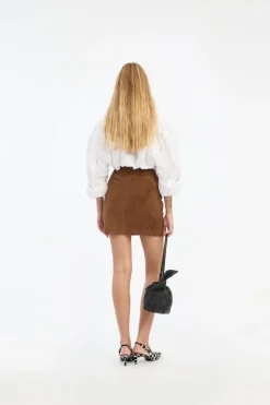 Suede Mini Skirt Brown