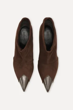 Suede Pointed Toe Boot Chocolate Brown