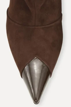 Suede Pointed Toe Boot Chocolate Brown