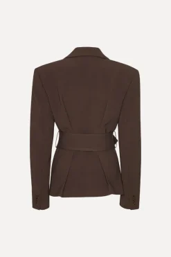 Suiting Belted Blazer Dark Brown