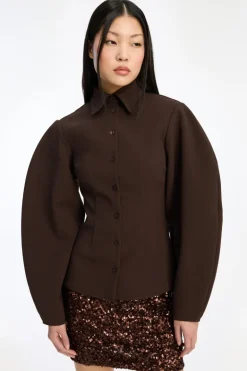 Suiting Fitted Shirt Dark Brown