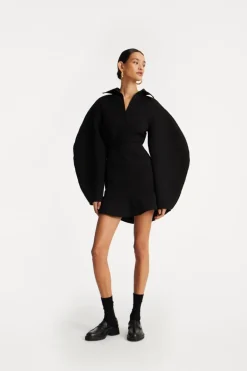 Suiting Mini Ruffle Skirt Black