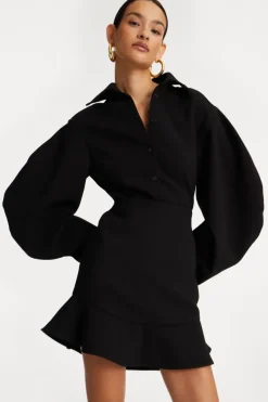 Suiting Mini Ruffle Skirt Black
