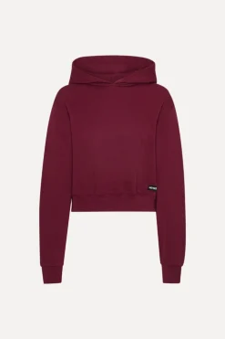 Terry Back Cropped Hoodie Bordeaux