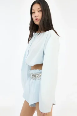 Tie Strap Ls Top Light Blue