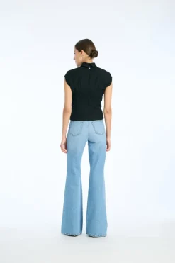 Top W/ Draped Bow Black
