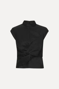 Top W/ Draped Bow Black