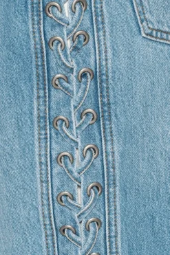 Twisted Lacing Jeans Blue