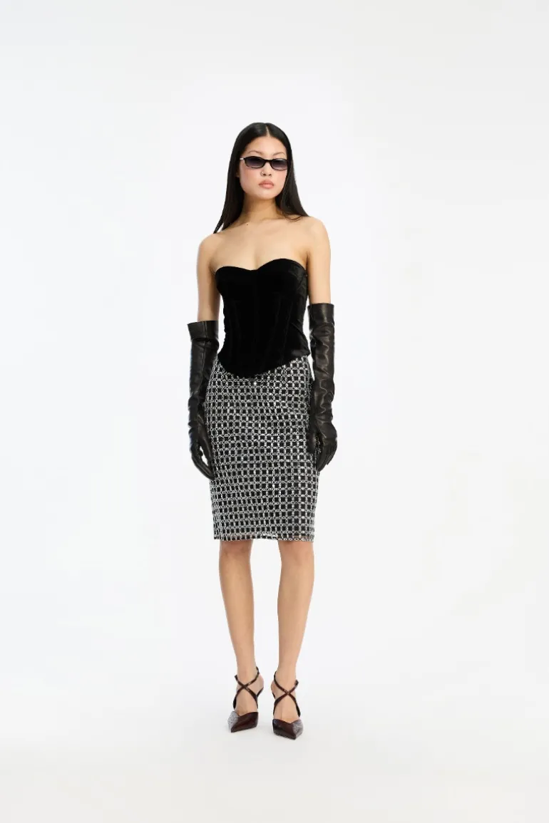 Velvet Bustier Top Black