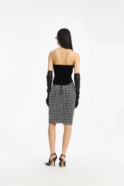 Velvet Bustier Top Black