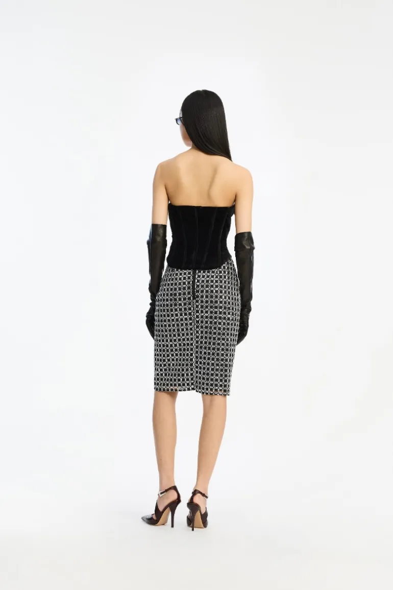Velvet Bustier Top Black
