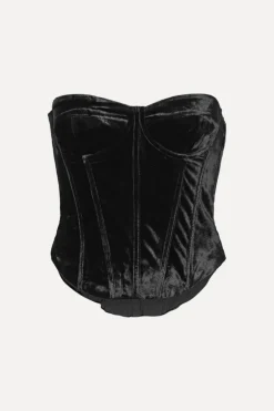 Velvet Bustier Top Black
