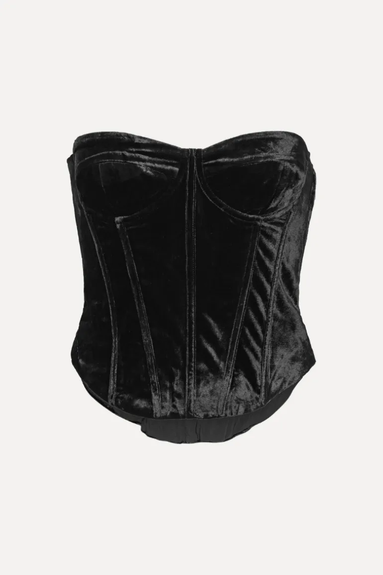 Velvet Bustier Top Black