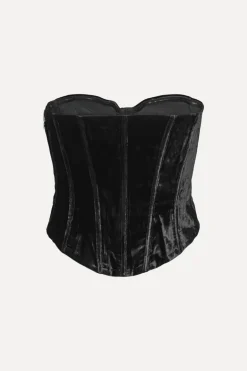 Velvet Bustier Top Black
