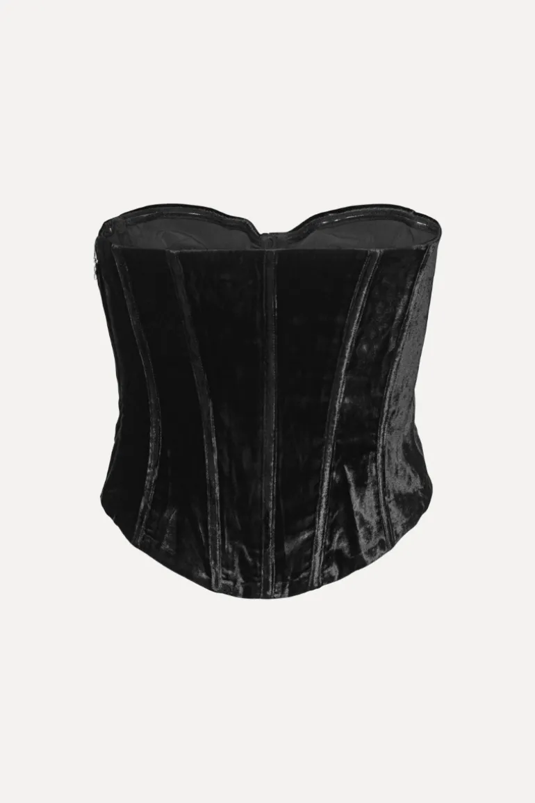 Velvet Bustier Top Black