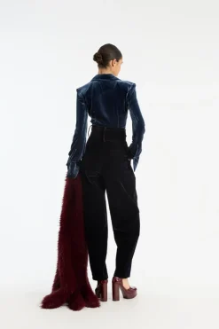 Velvet Carrot Pants Dark Blue