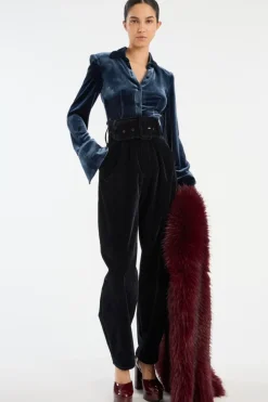 Velvet Carrot Pants Dark Blue