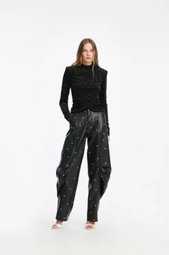 Velvet Draped Top Black