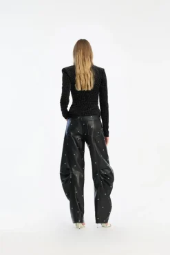 Velvet Draped Top Black