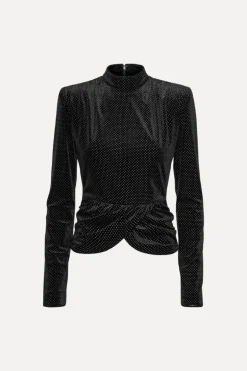 Velvet Draped Top Black