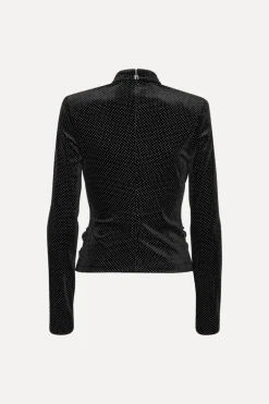 Velvet Draped Top Black