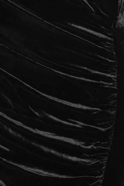 Velvet Ruched Midi Dress Black